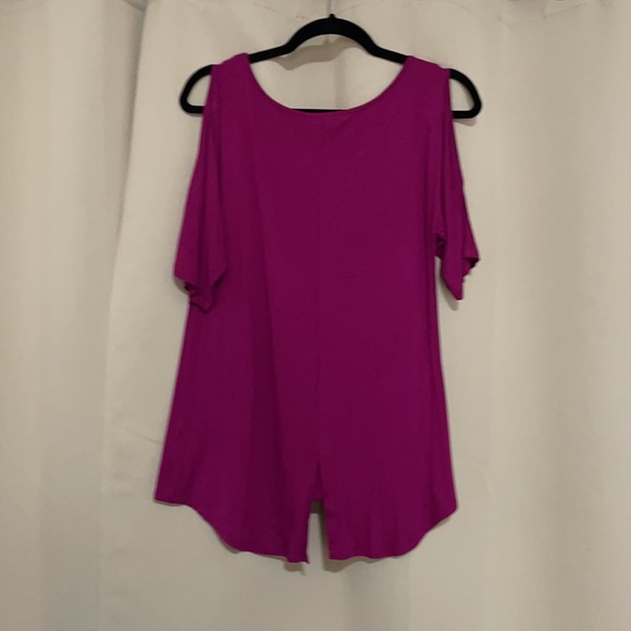 Cable & Gauge Pink Open Shoulder Mid Sleeve Blouse - Picture 2 of 3